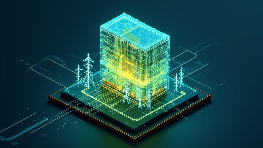 Complex technical diagram showing AI controlled HVAC systems communicating with a city power grid